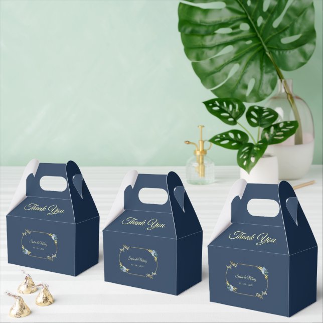 Ballotins Blue Minimalist Wedding Favor Boxes Editable  (Multiple)