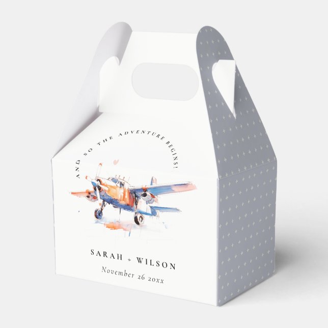 Ballotins Blue Orange Blush Aquarelle Air Plane Mariage (Verso)