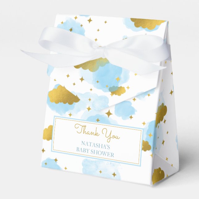 Ballotins Blue Watercolor Nuages Gold Stars Sky Baby shower (Verso)