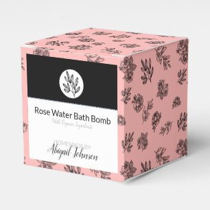 Ballotins Blush moderne Roses & Feuilles Line Art Bain Bombe