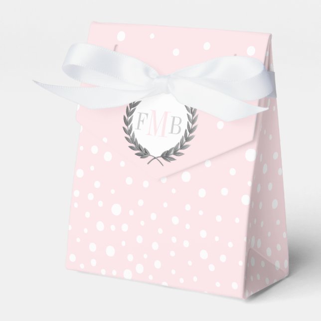 Ballotins Blush pink and white polka dot pattern wedding fav (Verso)
