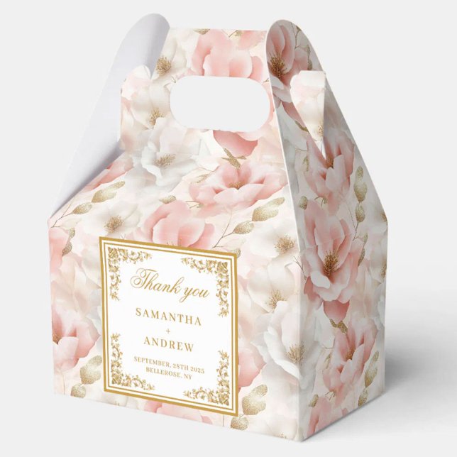 Ballotins Bohême couleur rose pâle d'aquarelle couleur rose  (Bohemian dusty pink watercolor wedding favor box)