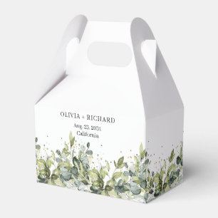 Ballotins Boho aquarelle eucalyptus or Mariage boîte de fave