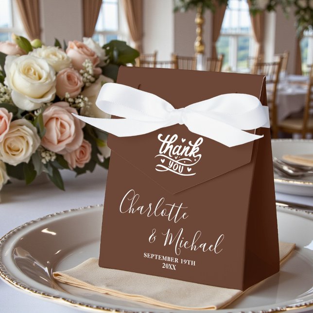 Ballotins Boho Brown Script Minimalist Wedding (Créateur téléchargé)