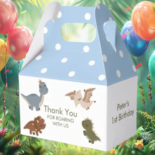 Ballotins Boho Dinosaures Merci bleu (Delight your guests with our Boho Dinosaurs BLUE Thank You Favor Box!)