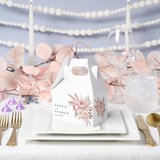 Ballotins Boho Fleurs roses Pampas Mariage en herbe (Mariage)