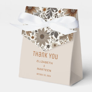 Ballotins Boho Grey Brown Floral Automne Mariage Favor Box