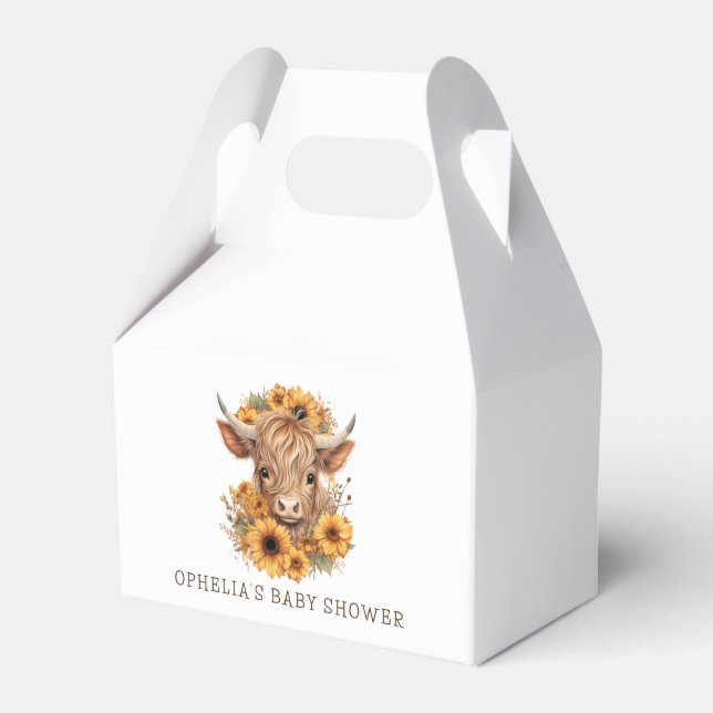 Ballotins Boho Highland Cow Sunflower Baby shower Merci (Verso)
