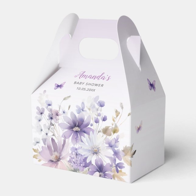 Ballotins Boho Purple Floral Papillon Baby shower Merci (Verso)