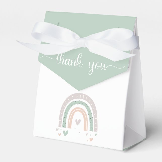 Ballotins Boho Rainbow Hearts Sage Baby shower (Verso)