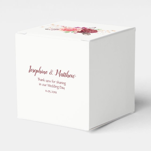 Ballotins Boho Roses plumes Mariage (Verso)