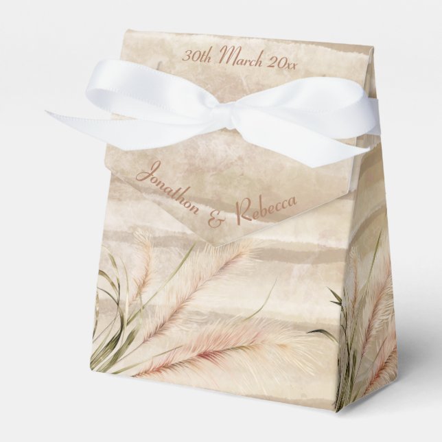Ballotins Boho rustique Pampas Grass Mariage Favor Box (Verso)