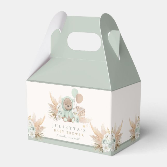 Ballotins Boho Teddy Bear Sage Green Bearly Wait Baby shower (Verso)