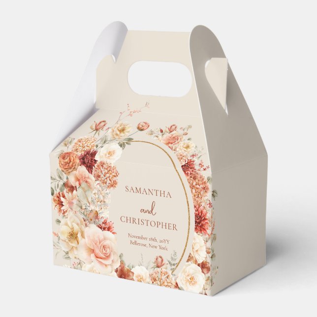 Ballotins Boho terracotta bordeaux or à fleurs eucalyptus (Verso)