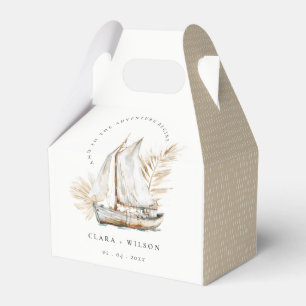 Ballotins Boho Watercolor Palm Voilier Mariage marin