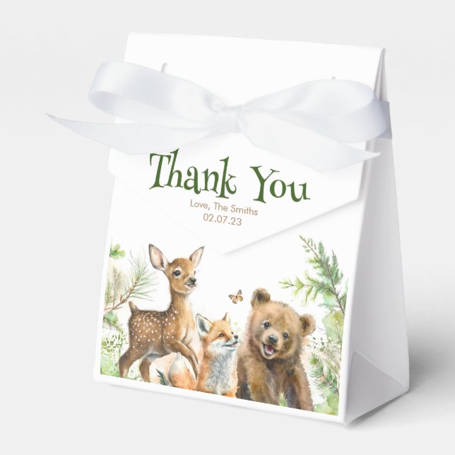 Ballotins Bois Animaux mignons Baby shower Merci (Verso)