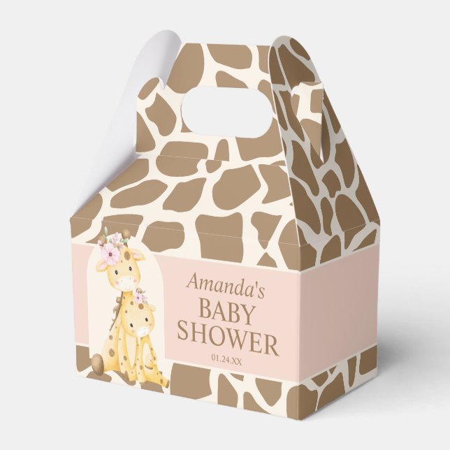 Ballotins Boîte à Baby shower de girafe fille (Verso)