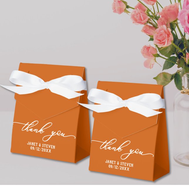 Ballotins Boîte à cadeau élégante orange brûlé pour mariage (Créateur téléchargé)