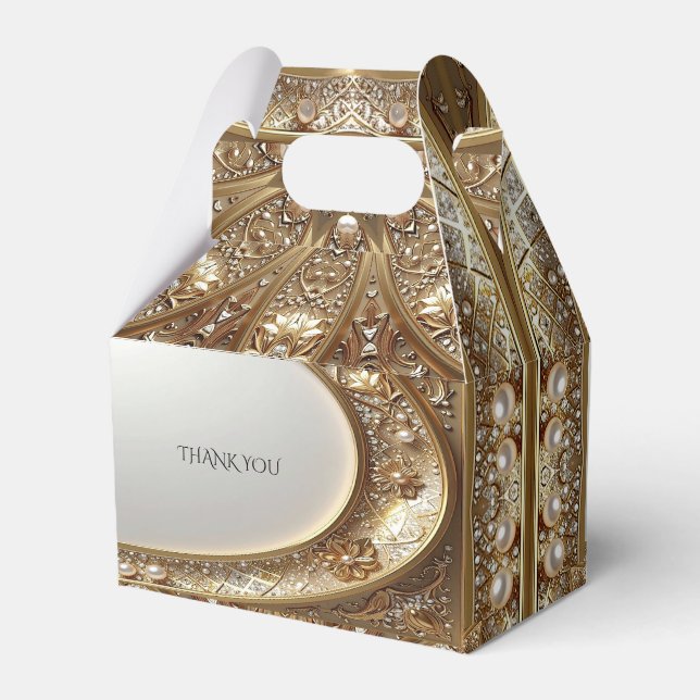 Ballotins Boîte à cadeaux dorée ornée (Arrière)