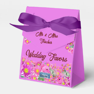 Ballotins Boîte à faveur Bow2 (Mélange de fleurs roses) RFPM