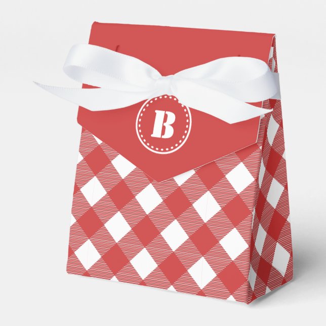Ballotins Boîte à faveurs à carreaux gingham rouge (Verso)
