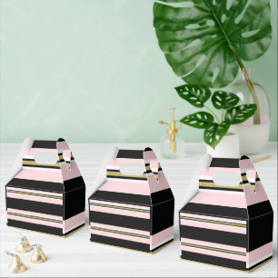 Ballotins Boîte à faveurs Gable Stripe Rose & Blanc Or Noir