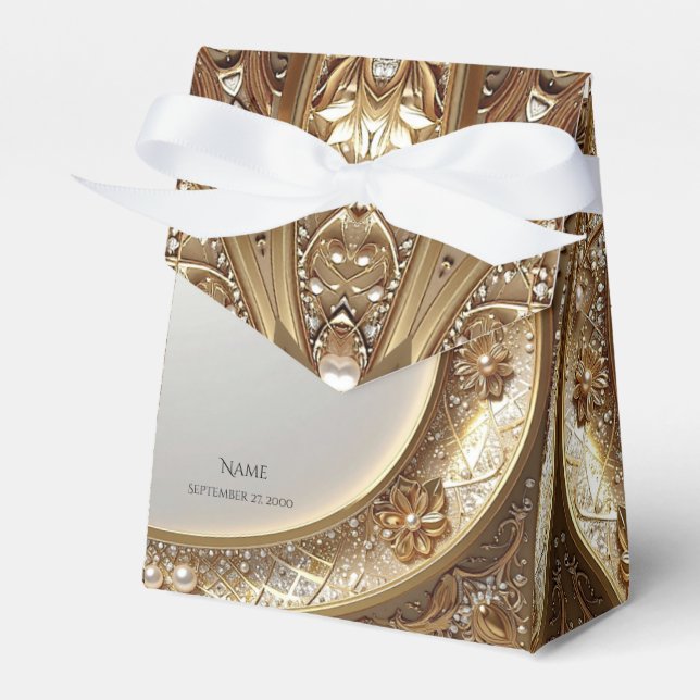 Ballotins Boîte à faveurs ornée dorée (Verso)