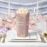 Ballotins Boîte à popcorn pailletée or rose avec texte perso<br><div class="desc">Boîtes à popcorn avec gouttes scintillantes de paillettes rose gold blush, texte personnalisé rose moderne - Ajoutez votre texte unique ou supprimez le texte - Créez votre cadeau spécial de boîte à popcorn - Redimensionnez et déplacez ou supprimez et ajoutez du texte / éléments avec l'outil de personnalisation. Conception de...</div>