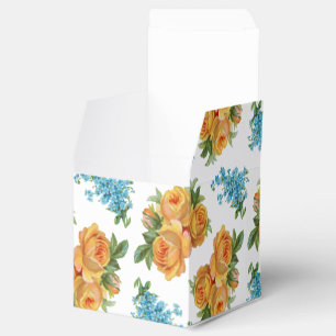 Ballotins Boîte bleue de cadeau de motif de fleur de roses