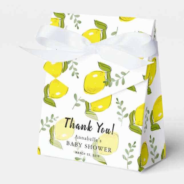 Ballotins Boîte-cadeau bébé avec motif de feuilles d'agrumes (Verso)