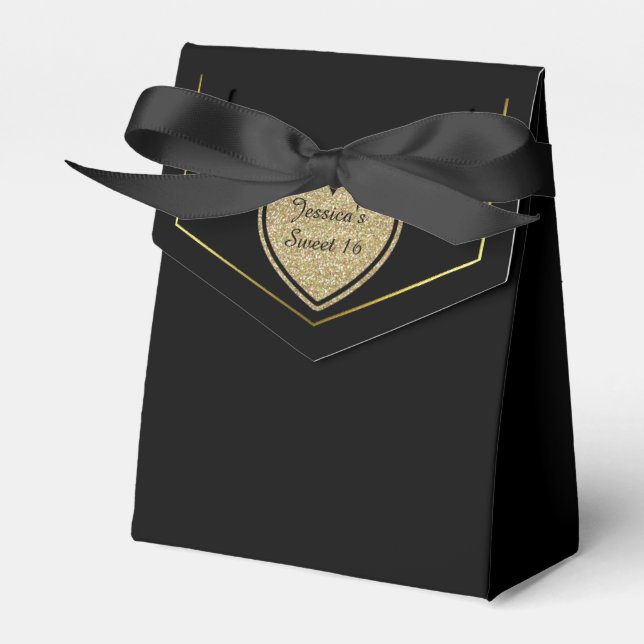 Ballotins Boîte cadeau Black and Gold Sweet 16 Favor (Verso)