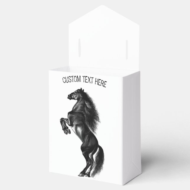 Ballotins Boîte cadeau Cheval sauvage noir dressé avec texte (Ouvert)