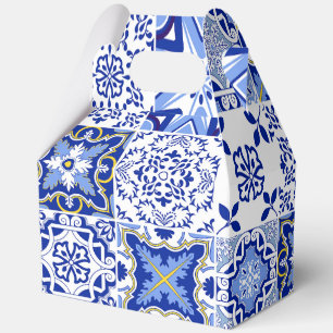 Ballotins Boîte-cadeau de faveur de motif de carreau bleu bl