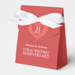 Ballotins Boîte cadeau de mariage corail 35 ans cœur