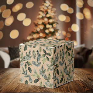 Ballotins Boîte cadeau de Noël Rustique Kraft Floral