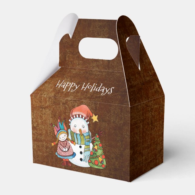 Ballotins Boîte cadeau de pignon de Noël Bonhomme de neige & (Verso)