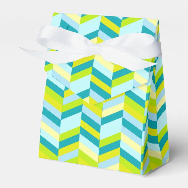Ballotins Boîte cadeau échantillon Chevron vert sarcelle aqu (Verso)