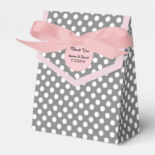 Ballotins Boîte-cadeau élégante à pois rose et gris