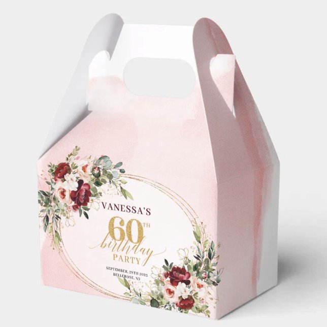 Ballotins Boîte Cadeau Fleurie Chic Boho Rouge Profond pour  (Chic Boho Deep Red Floral 60th Birthday Gift Box

)