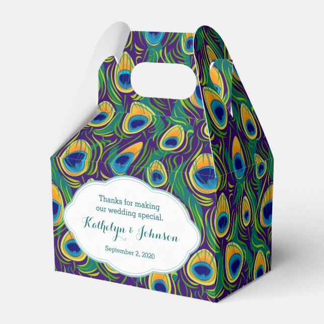 Ballotins Boîte cadeau Motif Peacock Feather (Verso)