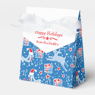 Ballotins Boîte cadeau motif Reindeer oiseau bleu rouge Noël