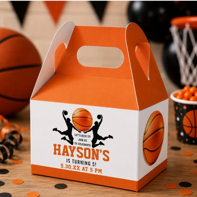 Ballotins Boîte cadeau orange basketball pour garçon fête d' (orange basketball Boy 5TH Birthday Party Favor Boxes)