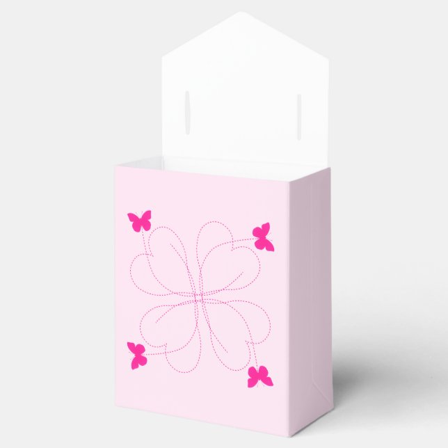 Ballotins Boîte cadeau rose avec papillons (Ouvert)