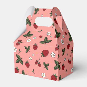 Ballotins Boîte-cadeau rose en forme de fraise avec pignon 