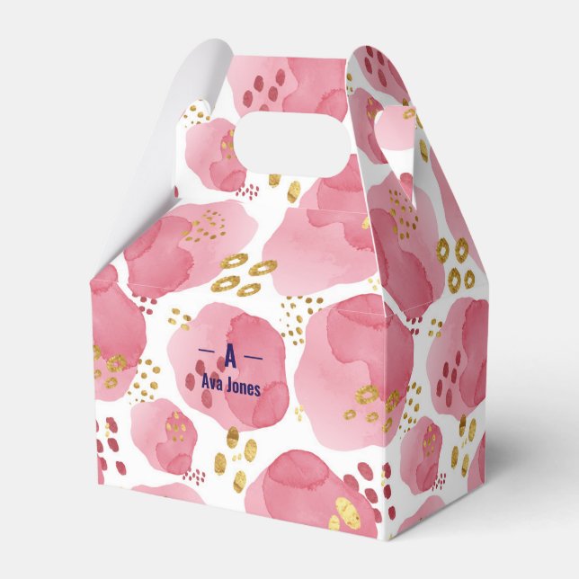 Ballotins Boîte cadeau rose floral personnalisée - Nom perso (Verso)