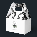 Ballotins Boîte de bienvenue de mariage en damassé noir et b<br><div class="desc">Boîte de faveur de mariage en damassé. Noir et blanc.</div>