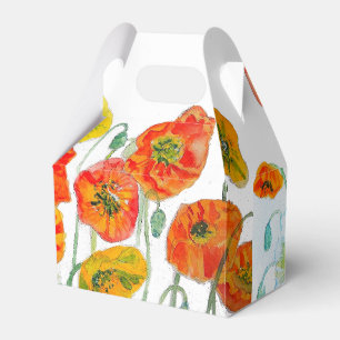 Ballotins Boîte de bonbons de mariage coquelicot orange Fleu