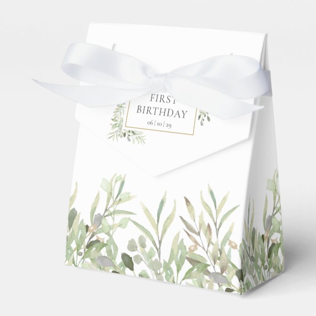Ballotins Boîte de cadeau d'anniversaire à feuillage vert él (Verso)