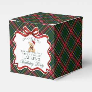 Ballotins Boîte de cadeau d'anniversaire d'ours à carreaux t