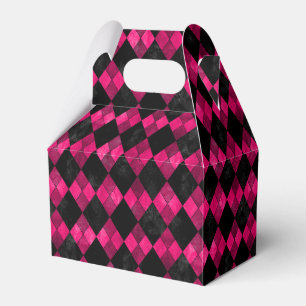 Ballotins Boîte de cadeau de fête à carreaux rose et noir